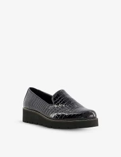 DUNE Glides Flatform Croc-embossed Patent Leather Slippers For Womens Black-synthetic Croc -Dune London Sales Store unnamed file 762