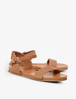 DUNE Londons Two-part Flat Nubuck Leather Sandals For Womens Camel-nubuck -Dune London Sales Store unnamed file 771