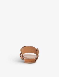 DUNE Londons Two-part Flat Nubuck Leather Sandals For Womens Camel-nubuck -Dune London Sales Store unnamed file 772