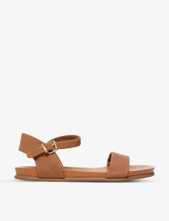 DUNE Londons Two-part Flat Nubuck Leather Sandals For Womens Camel-nubuck -Dune London Sales Store unnamed file 773