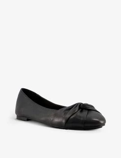 DUNE Hanson Twist-knot Leather Ballet Flats For Womens Black-leather 9 DUNE Hanson Twist-knot Leather Ballet Flats For Womens Black-leather -Dune London Sales Store unnamed file 776