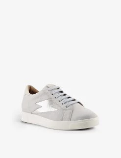 DUNE Energised Lightning Bolt-motif Nubuck-leather Low-top Trainers For Womens Blue-nubuck -Dune London Sales Store unnamed file 799