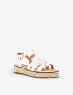 DUNE Latch Espadrille Sole Leather Sandals For Womens White-leather -Dune London Sales Store unnamed file 804