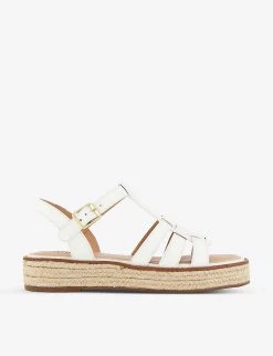 DUNE Latch Espadrille Sole Leather Sandals For Womens White-leather -Dune London Sales Store unnamed file 806