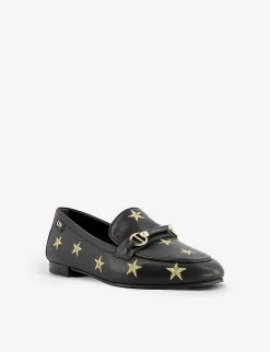 DUNE Goldfinch Star-embroidered Leather Loafers For Womens Black-leather -Dune London Sales Store unnamed file 831