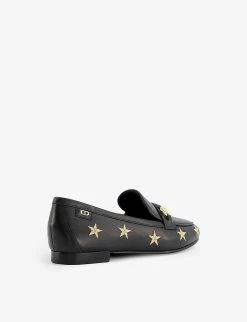 DUNE Goldfinch Star-embroidered Leather Loafers For Womens Black-leather -Dune London Sales Store unnamed file 832