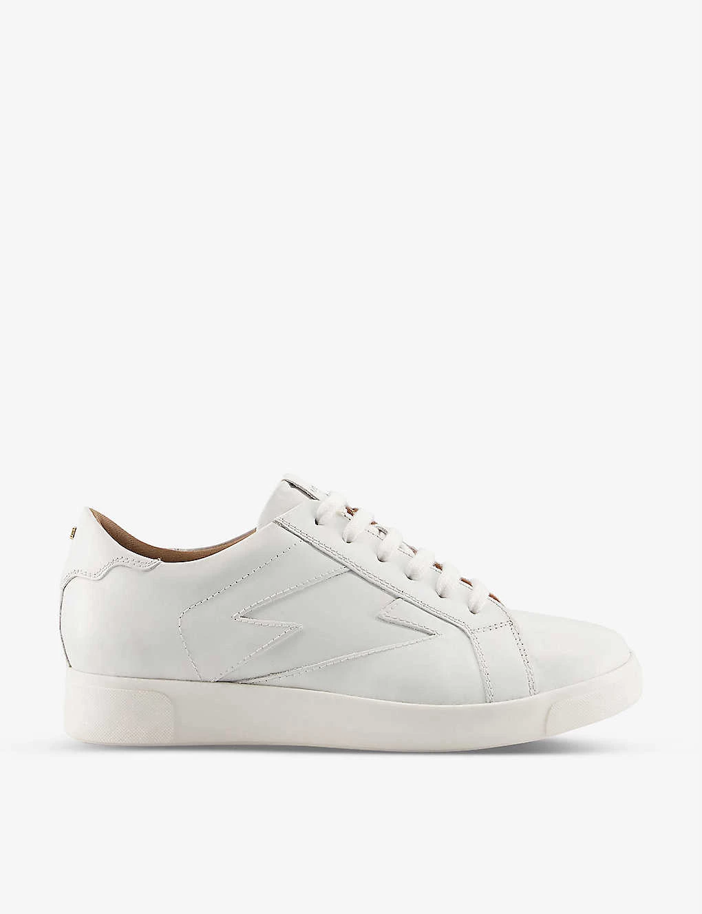 DUNE Energised Lightning Bolt-motif Leather Low-top Trainers For Womens White-plain Leather 3 DUNE Energised Lightning Bolt-motif Leather Low-top Trainers For Womens White-plain Leather