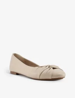 DUNE Hanson Twist-knot Leather Ballet Flats For Womens Ecru-leather 9 DUNE Hanson Twist-knot Leather Ballet Flats For Womens Ecru-leather -Dune London Sales Store unnamed file 856