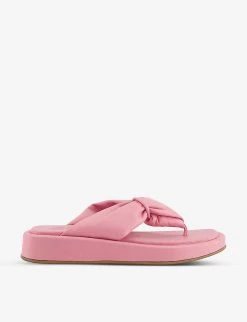 DUNE Landmark Two-post Padded-leather Slides For Womens Pink-leather
