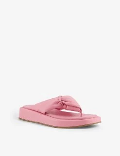 DUNE Landmark Two-post Padded-leather Slides For Womens Pink-leather -Dune London Sales Store unnamed file 861