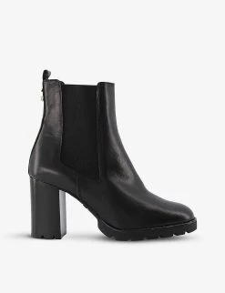 DUNE Patrine Leather Heeled Chelsea Boots For Womens Black-leather