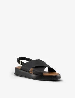 DUNE Latest Cross-strap Chunky-soled Leather Sandals For Womens Black-leather -Dune London Sales Store unnamed file 889