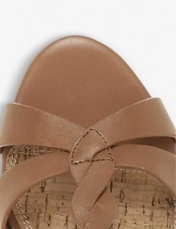 DUNE Koala Plait T-bar Cork Wedge Sandals For Womens Tan-leather -Dune London Sales Store unnamed file 894