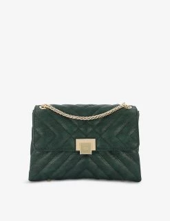 DUNE Dorchester Small Quilted Shoulder Bag For Womens Green-plain Synthetic