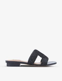 DUNE Loupe Cut-out Woven Sandals For Womens Black-synthetic