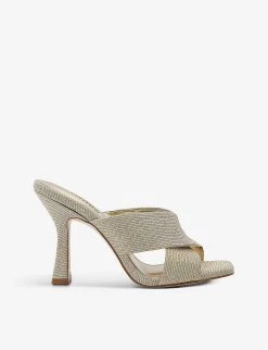 DUNE Melow Cross-strap Woven Mules For Womens Camel-leather