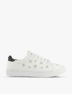 DUNE Ecliptic Star-embroidered Faux-leather Low-top Trainers For Womens White-synthetic