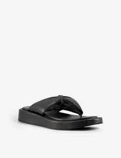 DUNE Landmark Two-post Padded-leather Slides For Womens Black-leather -Dune London Sales Store unnamed file 946