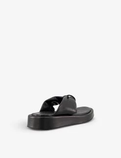 DUNE Landmark Two-post Padded-leather Slides For Womens Black-leather -Dune London Sales Store unnamed file 947