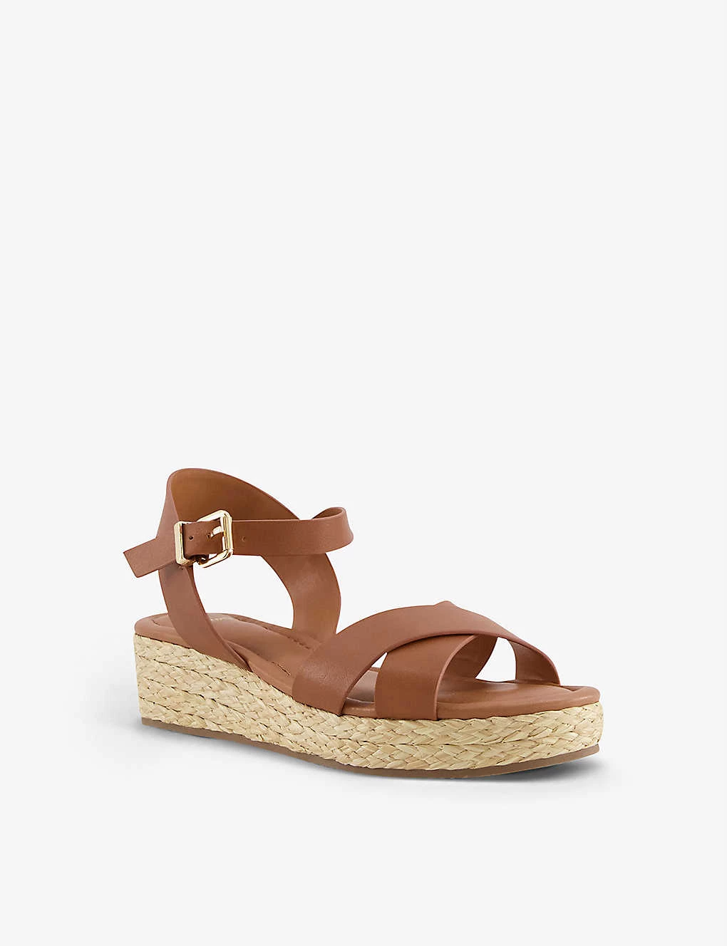 DUNE Linnie Flatform Jute-trim Leather Sandals For Womens Tan-leather 5 DUNE Linnie Flatform Jute-trim Leather Sandals For Womens Tan-leather - Image 3
