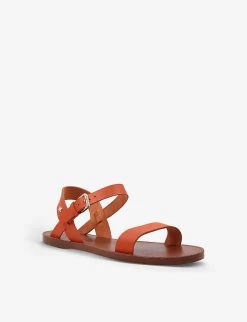 DUNE Leelas Flat Leather Sandals For Womens Orange-leather -Dune London Sales Store unnamed file 994