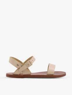DUNE Leelas Flat Leather Sandals For Womens Nude -leather